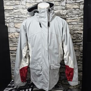 Sessions by Ridge Series Men L snow Hood jacket Waterproof in white grey red
